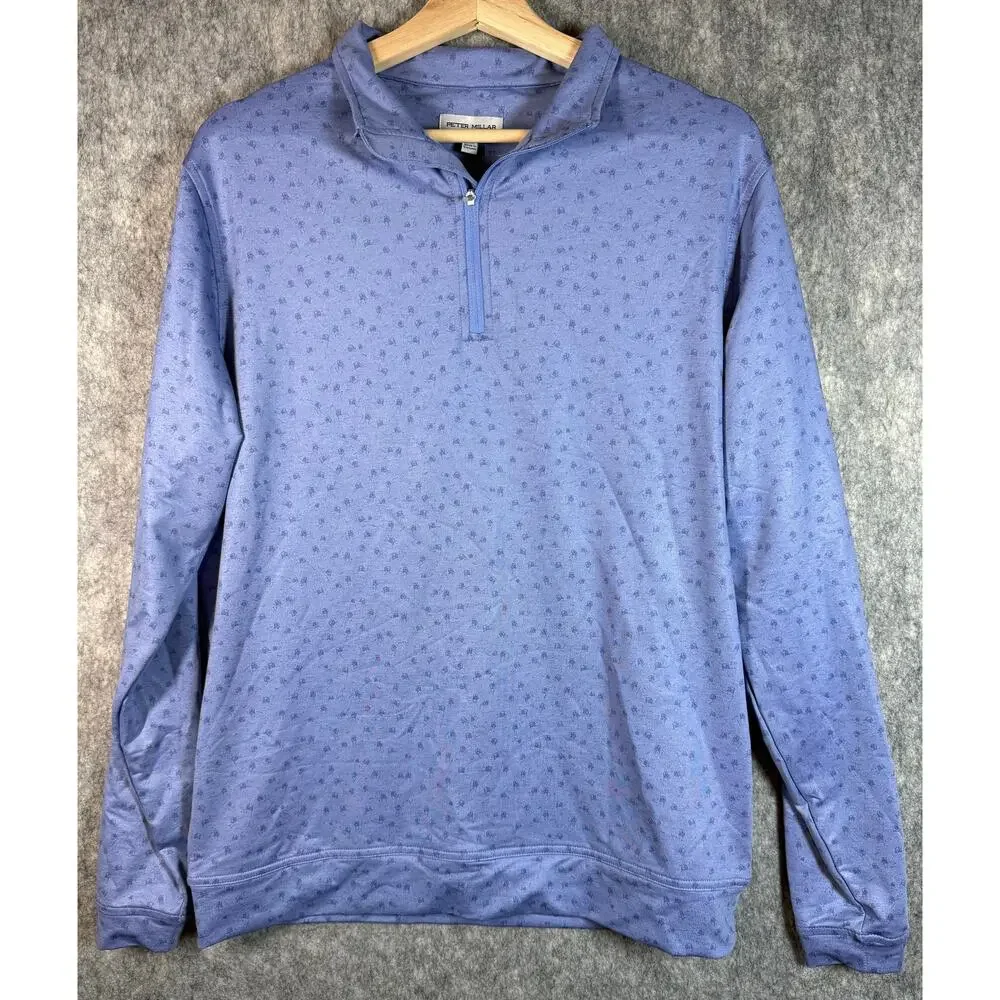 Peter Millar Perth Golf Carts AOP Medium Performance 1/4 Zip Pullover Sweater